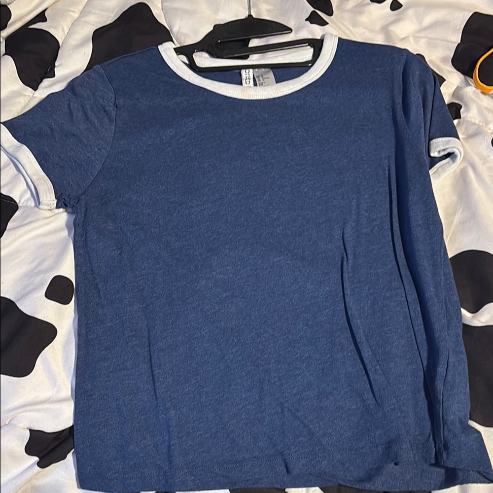 Divided Blue and White Short Sleeve Tee